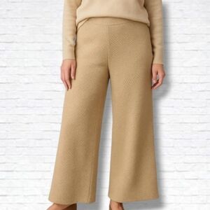 Free People Beach Tan High Rise Wide Leg Cotton Crochet Pull On Pants Size L